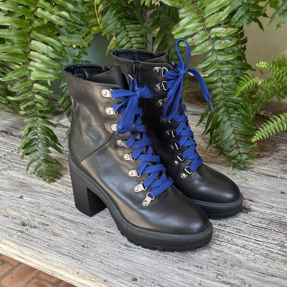 Steve Madden Black Boots with Blue Laces